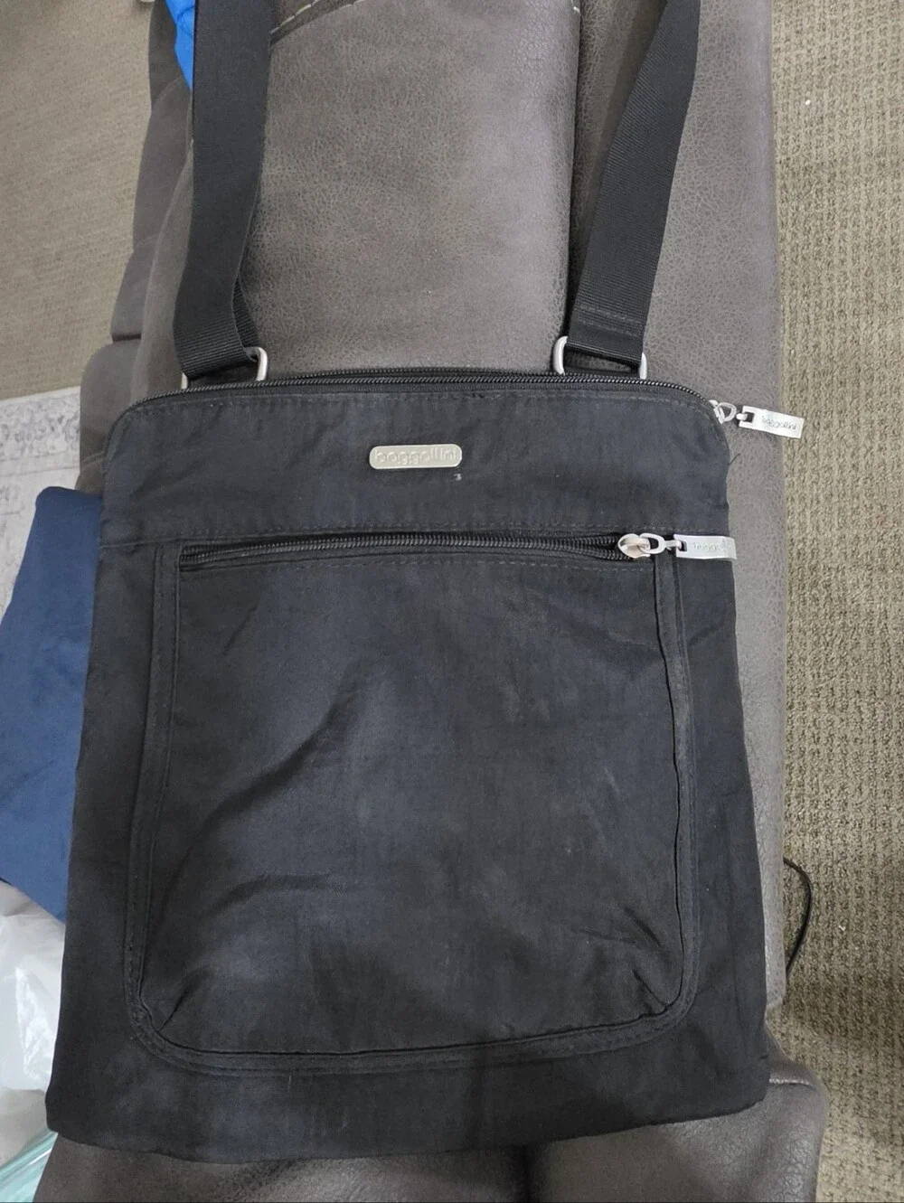 Baggallini-Black Nylon-Slim Travel-Crossbody, Messenger Bag